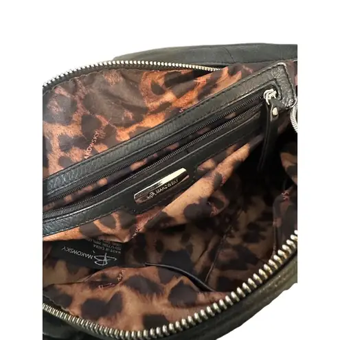 B Makowsky B. Makowsky Black Leather Zipper & Chain Detail Handbag Women