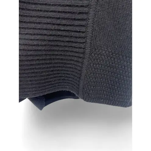 Jarbo | S / 4 | Pure 100% Wool Mid Length Open Front Cardigan Sweater Knit Coat Black