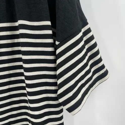 Max Studio  Top Size Medium Boxy Black White Stripe Casual Business Office NWT