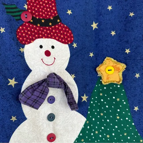 Handmade Snowman Santa Christmas Appliqué Button Embellished Reversible Country Vest 1X