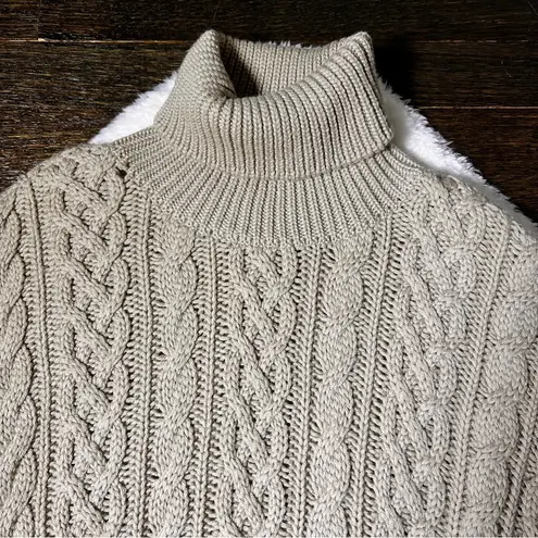 Ivan Grundahl Beige Merino Wool Cable Knit Turtleneck Sweater Dress Size M