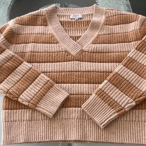 Saunders Collective RTR chunky striped sparkle neutral sweater size small