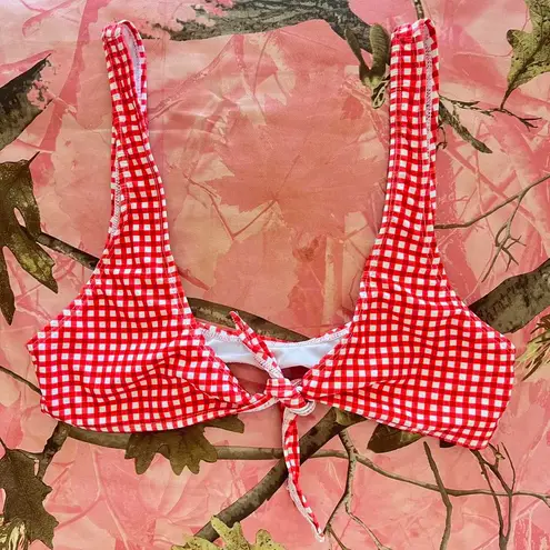 y2k gingham tie front bikini top Red Size M