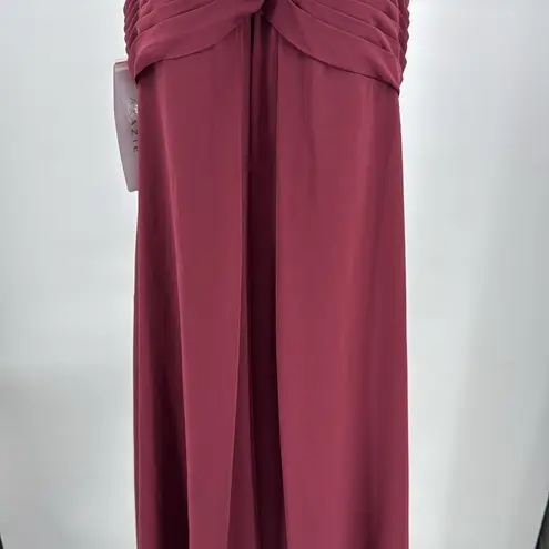 Azazie Ginger Cabernet A-Line Halter Pleated Chiffon Dress custom bridesmaid