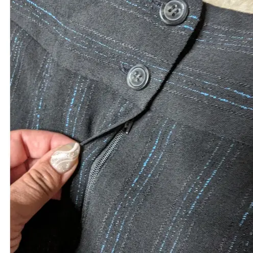 Jones New York Vtg Y2K  Black Blue Metallic Pinstripe Wide Leg Dress Pants 18W