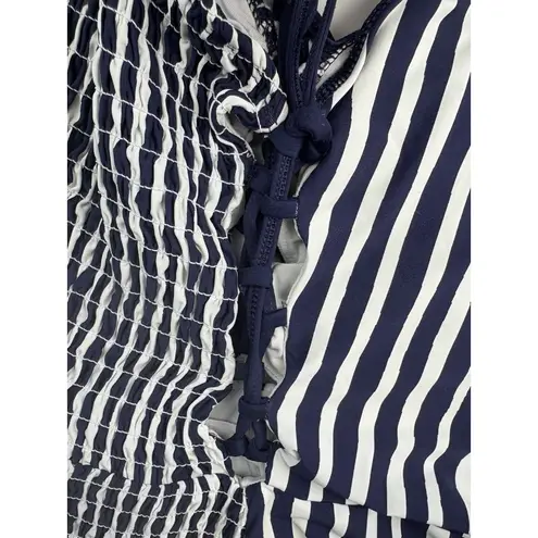 Anne cole *Studio Swimsuit Womens Size 14 Blue White Smocked One Piece Beach