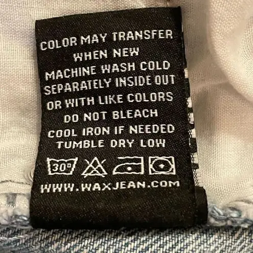 Wax Jean Y2K Wide Leg Distressed Shredded Light Blue High Waist Jeans Sz M