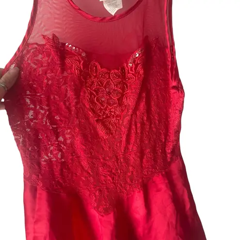 secret treasures Vintage 90s Large Lace Sewuin Floral Sexy Babydoll Lingere Top