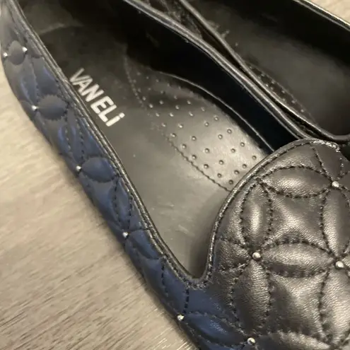 Vaneli Quilted Skimmer Flats 7.5 Slim Black Beaded