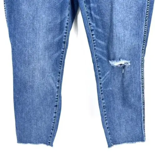 J. Crew Women's Vintage Straight Jeans Distressed Ripped Medium Wash Size 32 Blue