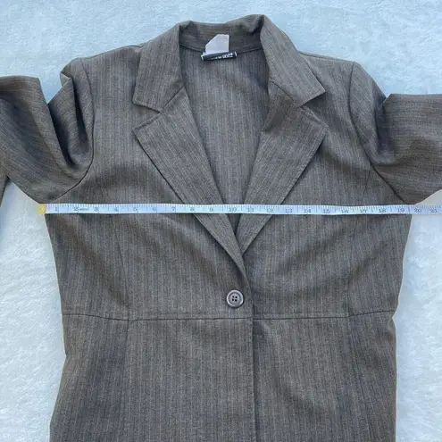 Fashion Bug Vtg Y2K Blazer Suit Jacket Womens S Brown Pinstripe Business Career
