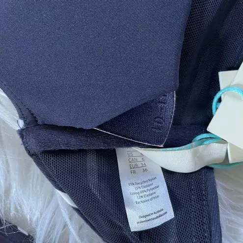 Sea Level Navy Blue Stripe Frill Ruffle Bikini Swim Swimsuit Top womens 4 XS new