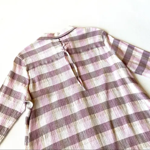 Soft Surroundings Gauze Button Down Checked Blouse