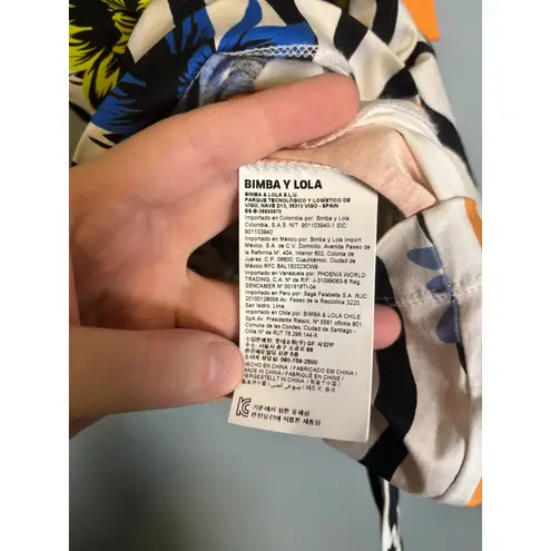 Bimba Y Lola Mixed Print Wrap Tank Top Size XS Stripe Floral Orange Beach Swim