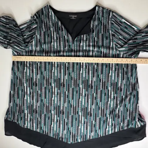 Catherines Geometric Stripe Tunic Top Size 2X Stretch Artsy Comfy Office Casual