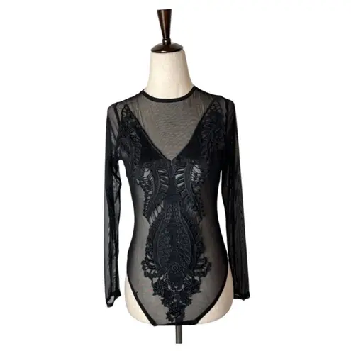 Lavish Lice Lavish Alice Bodysuit Women Small Black Lace Sheer Lingerie Babydoll Sexy Gothic