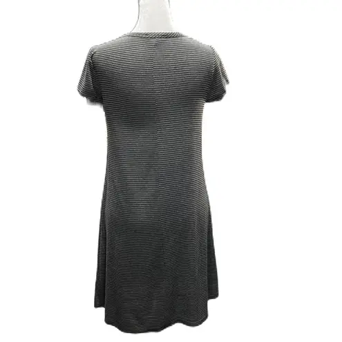 Olivia Rae Gray & Black Striped Short Sleeve Pullover Mini Dress Size Small