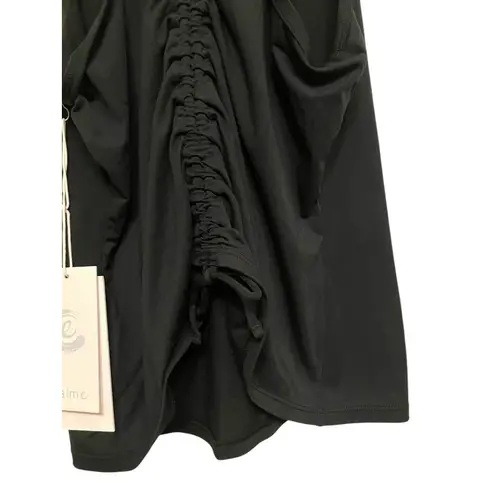 Johnny Was Calme Ease Racerback Tank Women Size XS Black Ruche Tie Back NEW