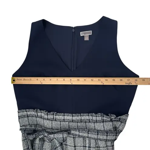 Chelsea28  V-Neck Sleeveless Navy Dark Blue Gray Checkered Jumpsuit Tie Size 12P