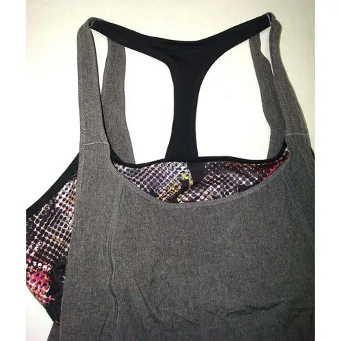 prAna NWT Womens Yoga Pilates Strappy Top Bra New Sway 2 in 1 M Gray Black White