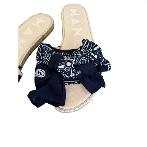 MANEBI Blue Bandana Print Slide Sandals Size 10