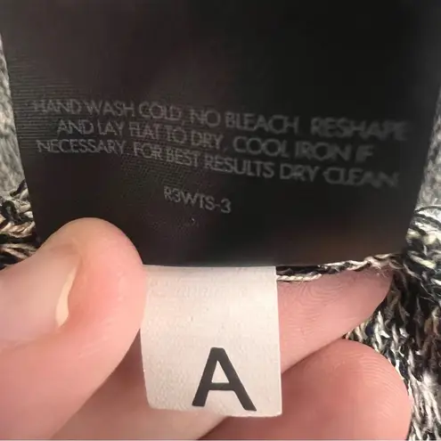 Eileen Fisher  grey/black open weave linen & wool Italian yarn cardigan size M