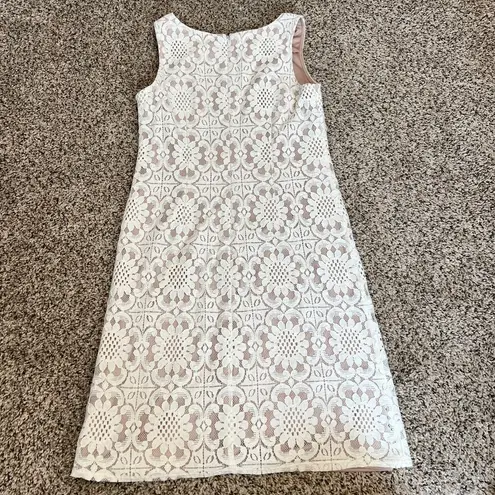 Eliza J White Floral Lace Overlay Sleeveless Cocktail Dress