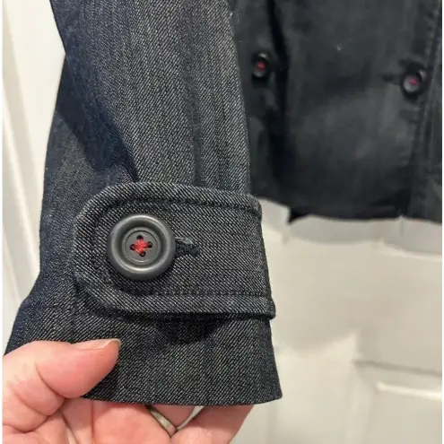 ANN TAYLOR LOFT Double Breasted Lined Denim Jacket‎ Sz M Medium Blue