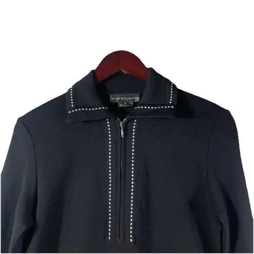 Andrea Jovine Women's Black Wool Dress Size Small Long Sleeve Zip Collar Pockets