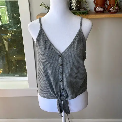Wild Fable  Gray Thermal V Neck Low Back Tie Front Tank Cami Top Size XS - Image 6