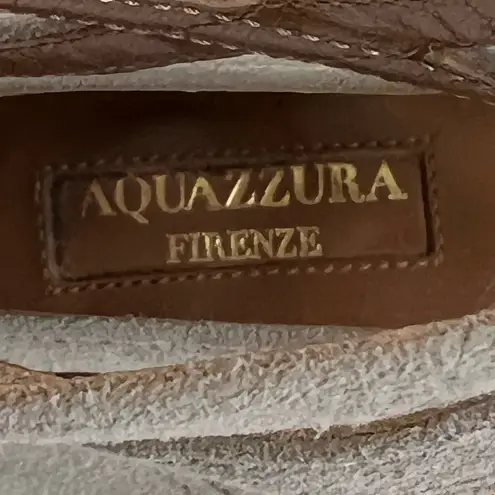 Aquazzura Firenze Flats in Grey Suede, Sz 39 1/2. Gray