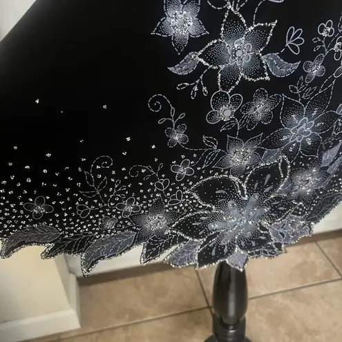 Libian USA Y2K Whimsygoth Sparkly Floral Print Mini Dress Black Size Large Fairy