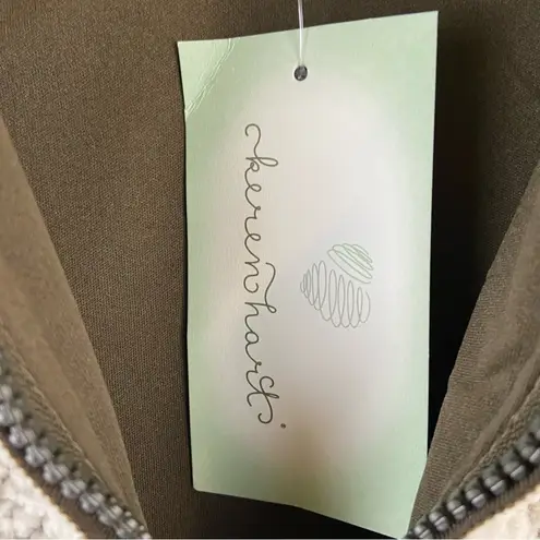 Keren Hart Cozy Fuzzy Lined Cream & Brown Full Zip Sherpa Vest Size Large