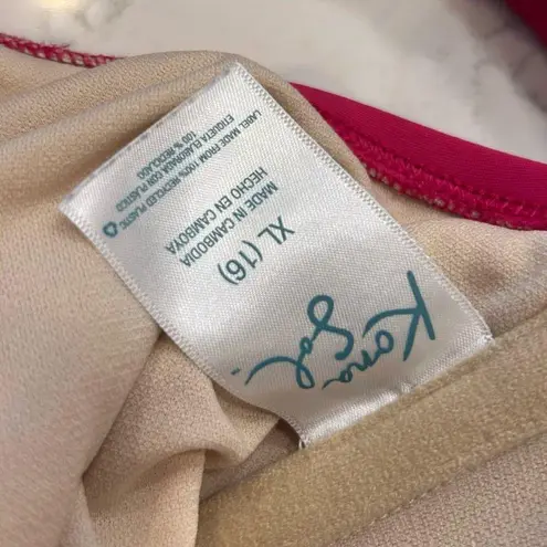 Kona Sol Magenta One Shoulder Ruffle Sleeve One Piece Swimsuit Bathing Suit XL