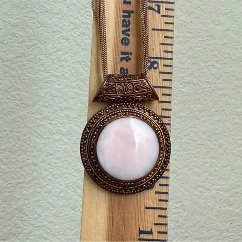 Signed Thailand NK Quartz Agate Rose Gold Multi Chain Necklace 39g. Pink