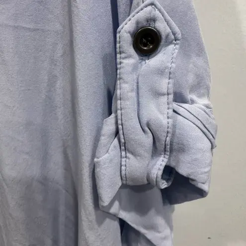 Blue Short Sleeve Boxy Blouse with Peter Pan Collar Size 1X