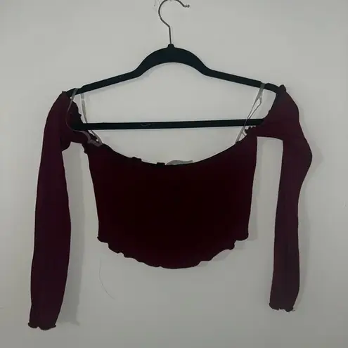 Maroon off the shoulder crop top Red