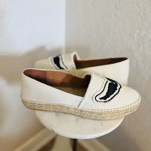 Zadig & Voltaire Canvas Espadrille Slip on Flat, Cream/Black, Size 11, NWOT