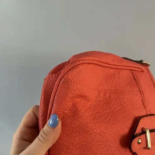 Coral Purse Cross Body Faux Leather Multiple Pockets Medium Sized Red