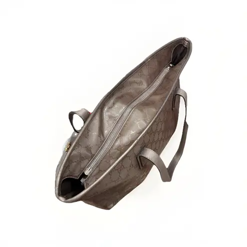 Gucci Authentic  GG Imprime Handbag Tote & Dustbag-Metallic Bronze-Excellent Cond