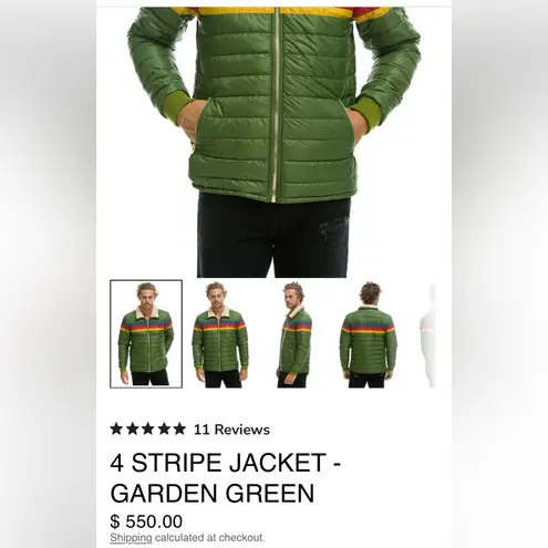 Aviator Nation 4 STRIPE JACKET - GARDEN GREEN unisex NWT