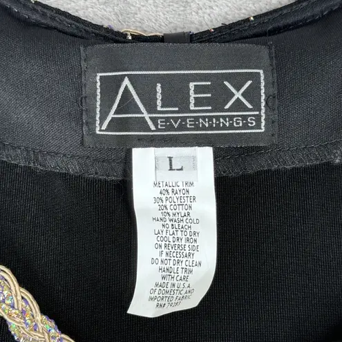 Alex Evenings Shirt Womens Large Black Beaded Top Date Night Going Out Formal