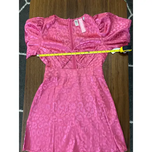 Something New X Flamefaire satin cut out mini dress in pink leopard print Sz XS