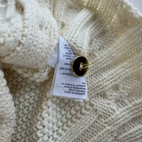 J.Crew The Reeds x  Ivory Cable Knit Side Button Mockneck Sweater Size Large