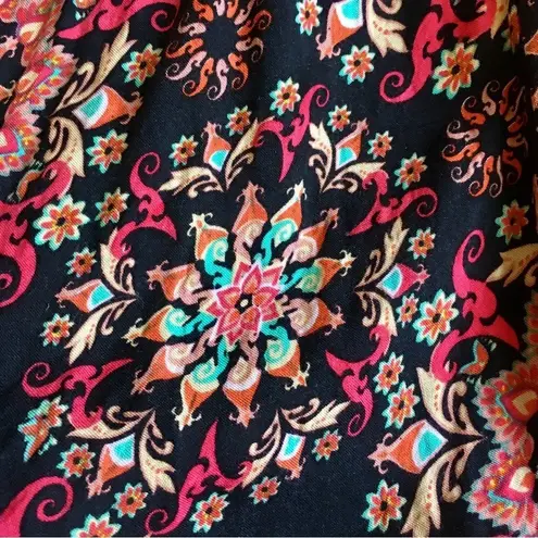 Feathers Strapless Abstract Print Dress, Beach Cover Up, Black, Red, Size M Black Size M