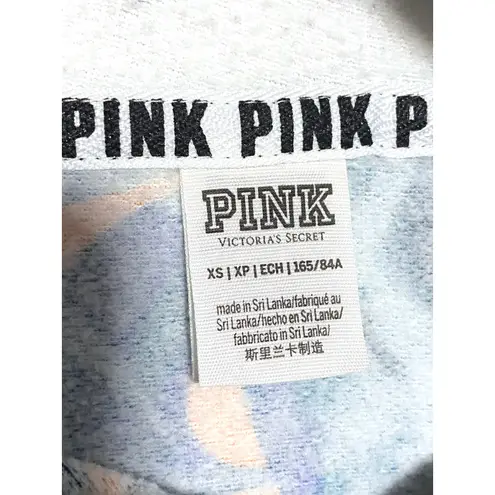 Pink Victorias Secret Spellout Zip Hoodie Jacket XS Tropical Palms Neon Dog Logo Blue