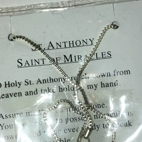 Saint Anthony Saint of Miracles Silver Tone Pendant Necklace