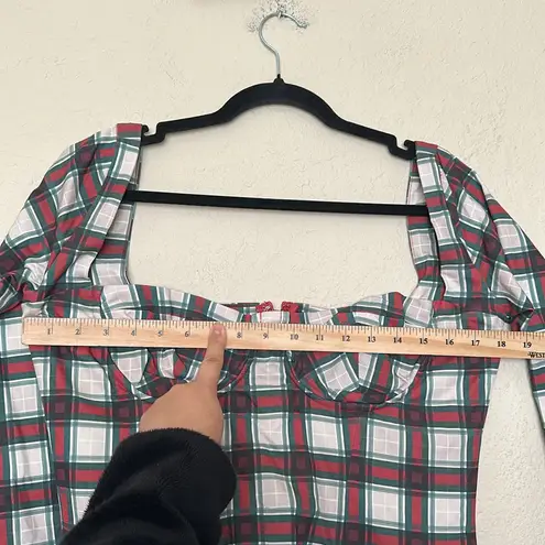 House Of CB  ‘Eliza’ Red Tartan Corset Midi Dress NWOT Size XL‎