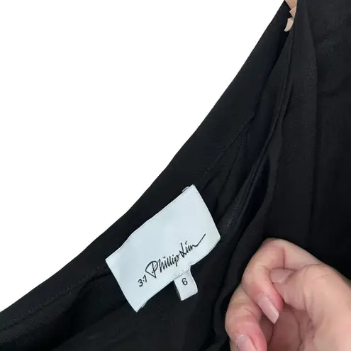 3.1 Phillip Lim Black One Shoulder Ruffle Top Sz 6