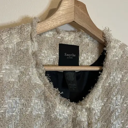 Smythe Cream Tweed Houndstooth Blazer Tan Size 10